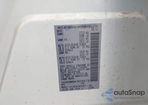 2017 Nissan Pathfinder S z USA, uszkodzony, nr VIN 5N1DR2MN0HC909676